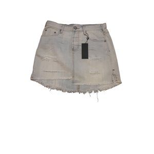 ONETEASPOON High Waist 2020 Mini Skirt Women Size 28 Denim Distressed Light Wash